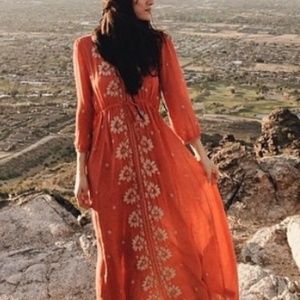 Free People Orange Floral Maxi Dress